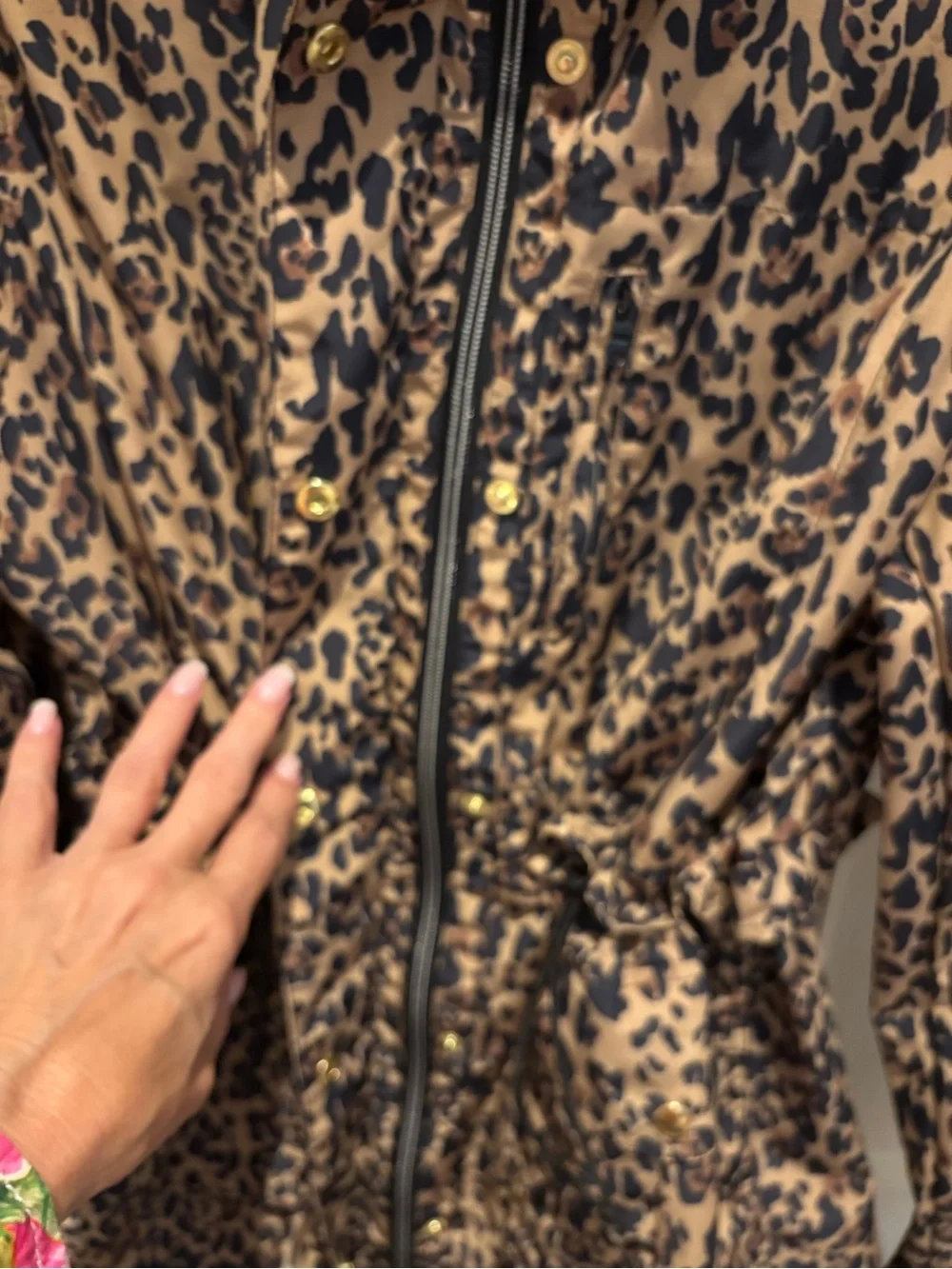 J. Crew Leopard Print long water resistant Jacket in Tan and Black with hood